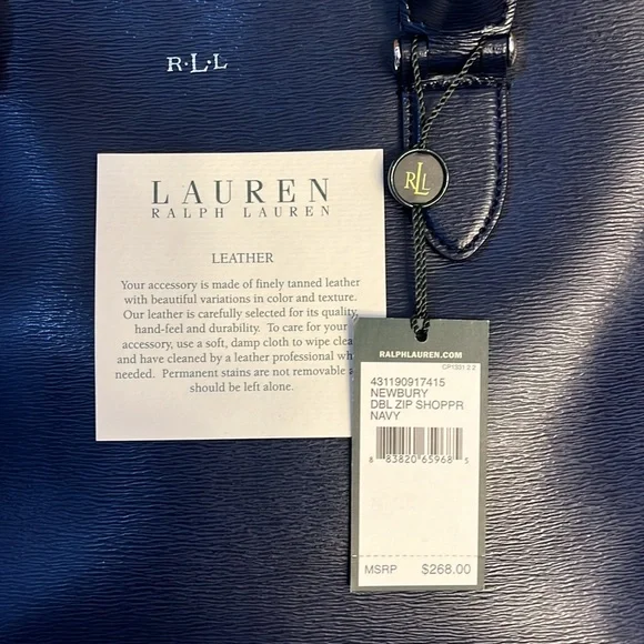 Lauren Ralph Lauren Navy Blue Newbury DoubleZip Shopper NWT